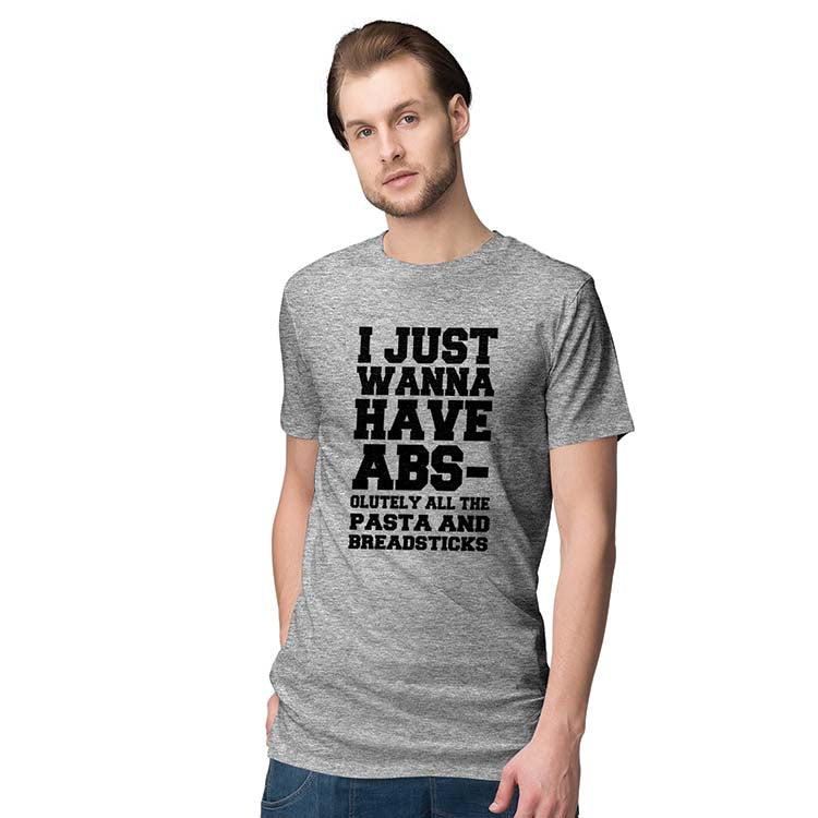 Wanna Have Abs Men T-Shirt-Grey Melange
