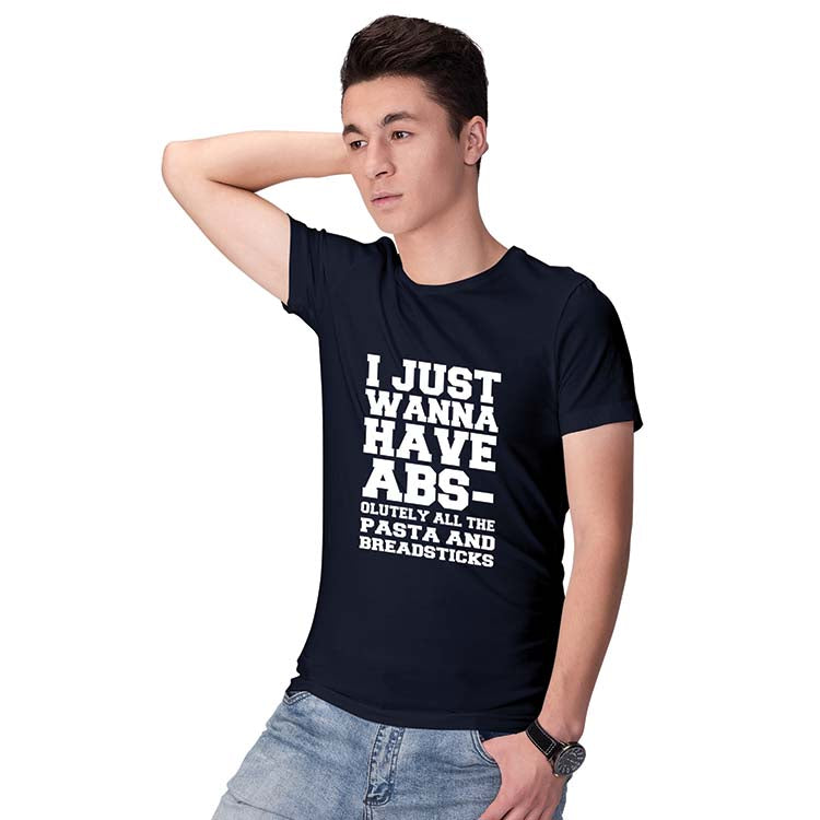 Wanna Have Abs Men T-Shirt-Navy Blue