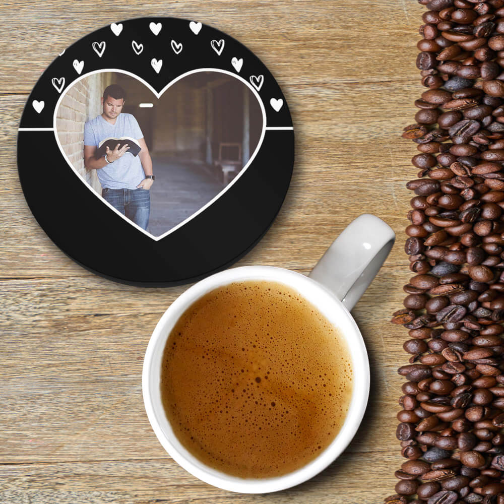 White Hearts Photo Coasters