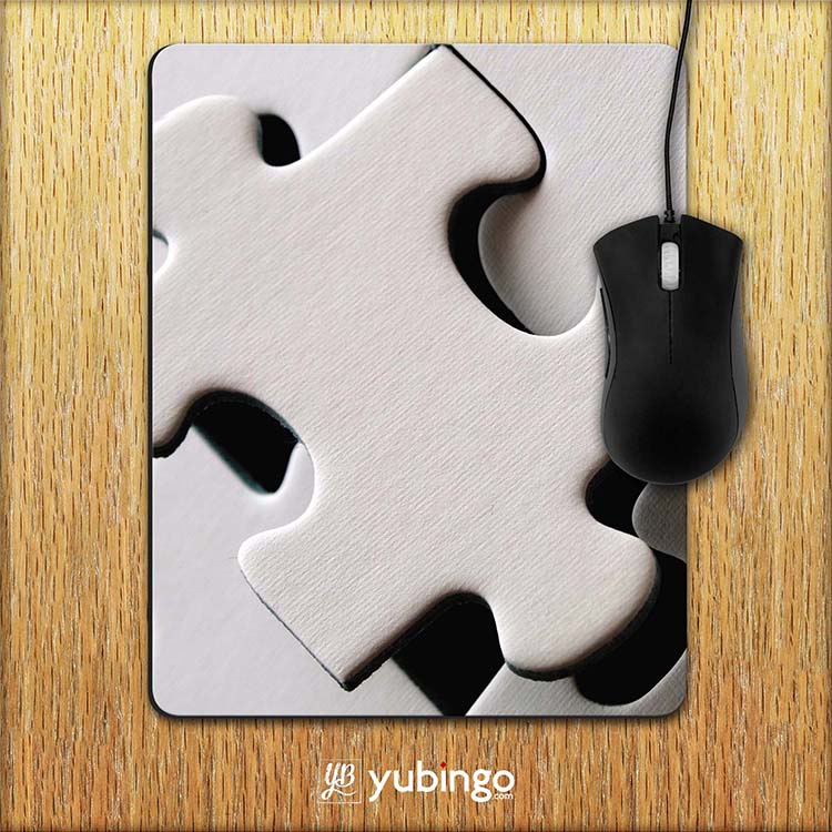 White Stylish Puzzle Mouse Pad