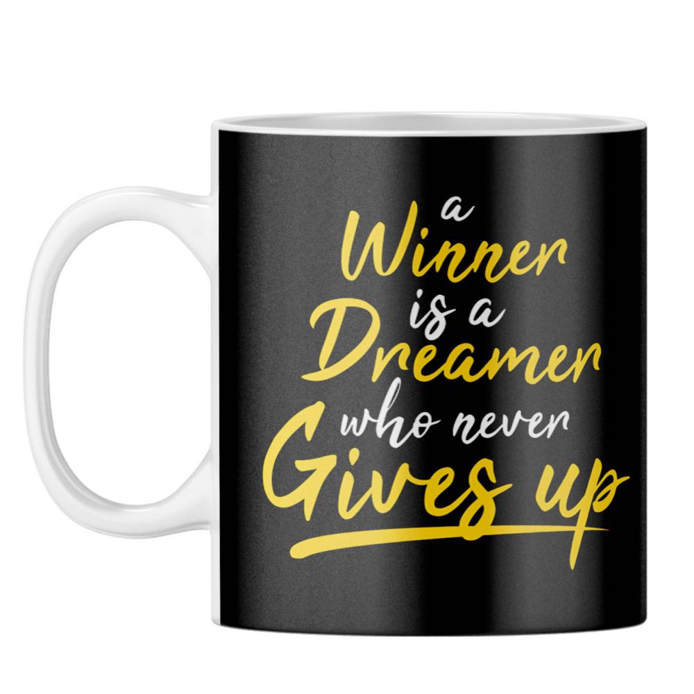 Winner Never Gives Up Coffee Mug