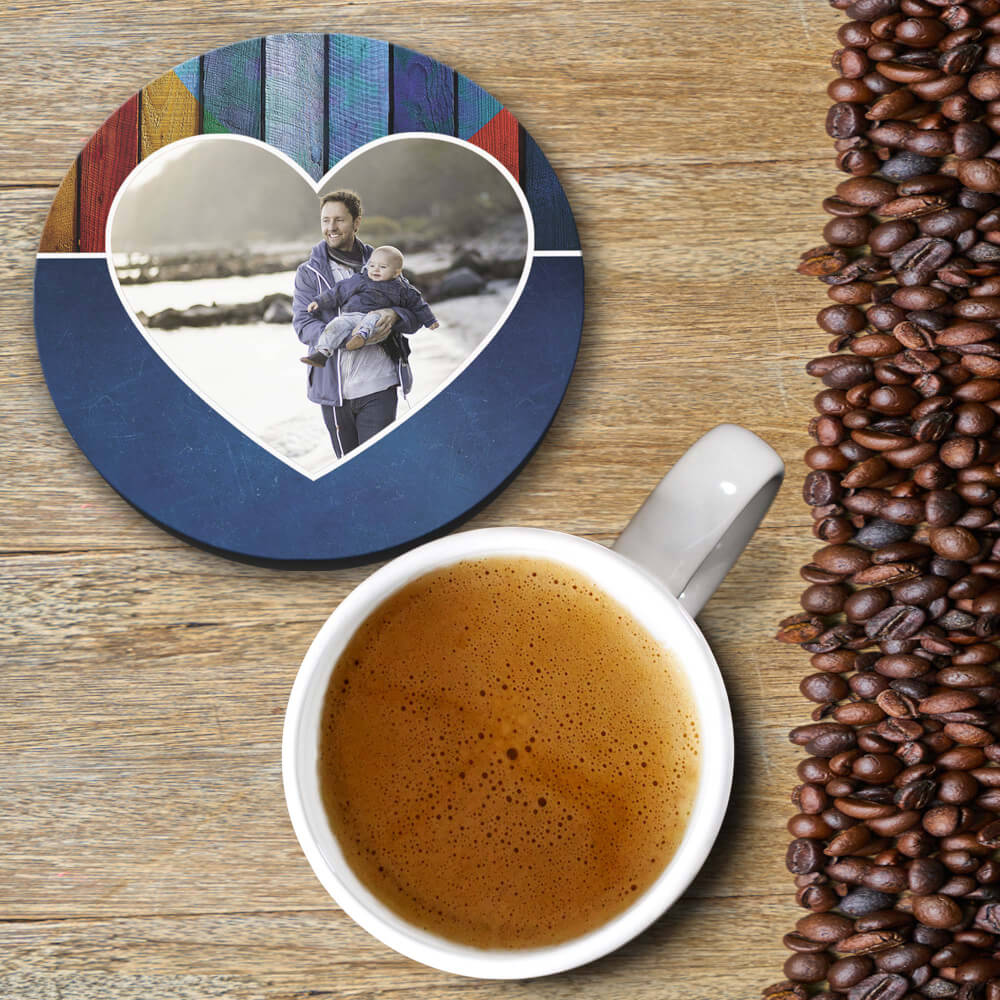 Woody Heart Photo Coasters