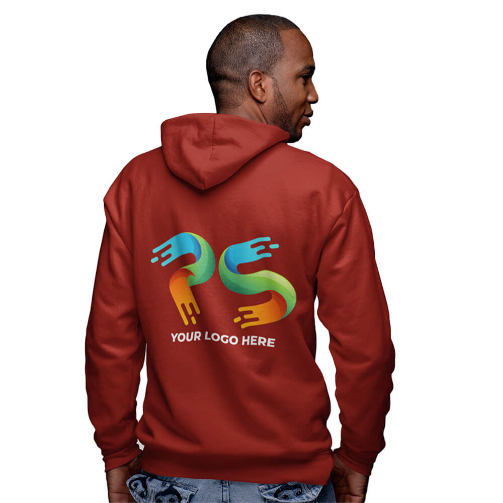Maroon  Customised Zipper Hoodie - Back  Print