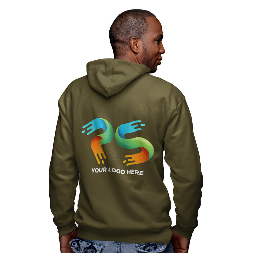 Kiwi Green Customised Zipper Hoodie - Back  Print