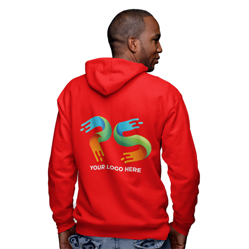 Red Customised Zipper Hoodie - Back Print
