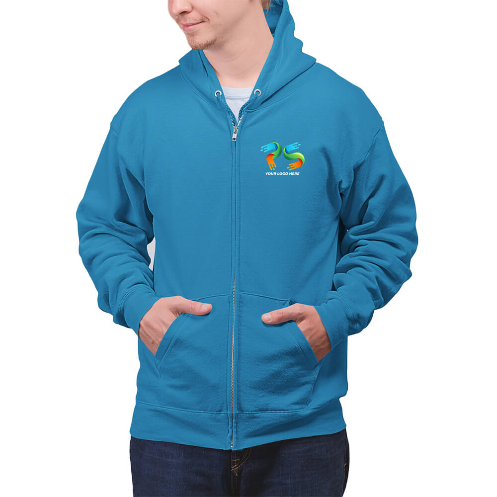 Royal Blue Customised Zipper Hoodie - Front Print
