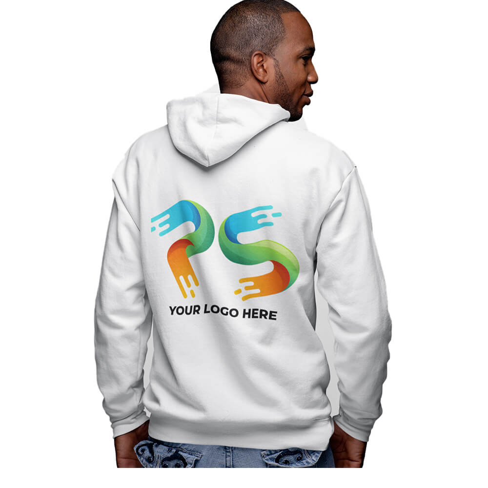 White Customised Zipper Hoodie - Front and Back Print